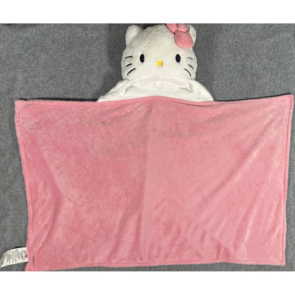 Sanrio Hello Kitty Hooded Throw Blanket OS Pink Faux Fur Plush